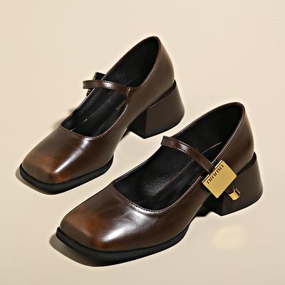 Moda 2024 Kobiety Lato Nowe Delikatne Retro Małe Skórzane Buty ze Spódnicą Grube Buty Mary Jane