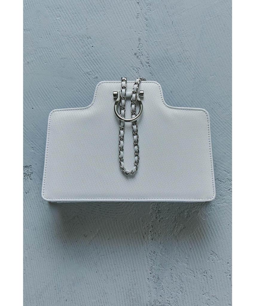 [niana] Eckige Tasche mit Kettenhenkel, Partytasche, Clutch, Handtasche, Grau, F