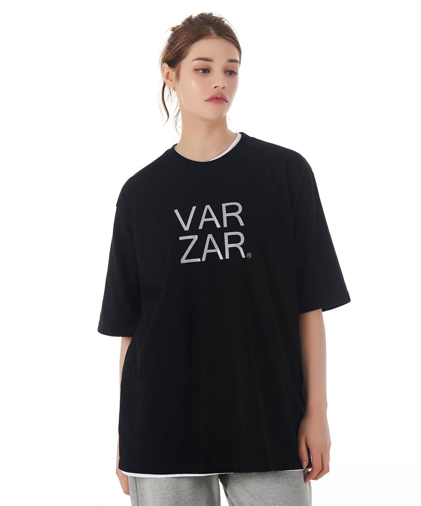 Bajal Original Silber Großes Logo Kurzarm T-Shirt Schwarz