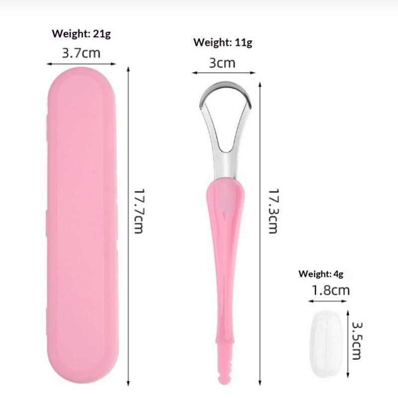 Tongue Scraper Cleaner For Adult Kid,2 In 1 Silicone Tongue Brush And Stainless Steel Tongue Scrapers For Fresh Breath Dental