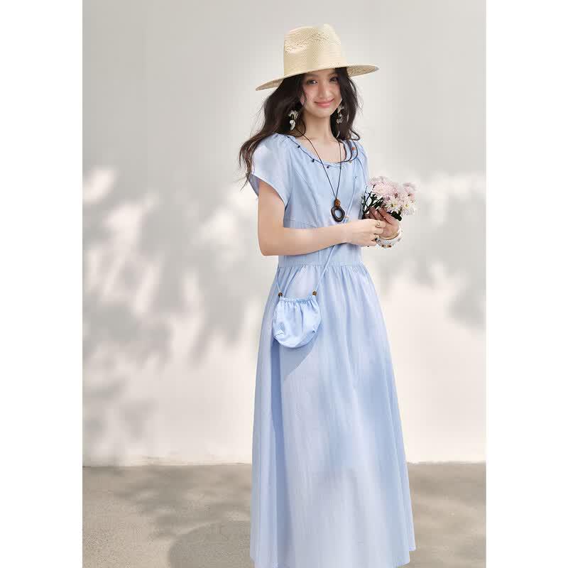Mishow Summer Beaded Round Neck Dress S светло-синий