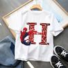 2026 New Children's Spider Man Cartoon Letter Printed T-shirt Cotton T-shirt Boys' Short Sleeved