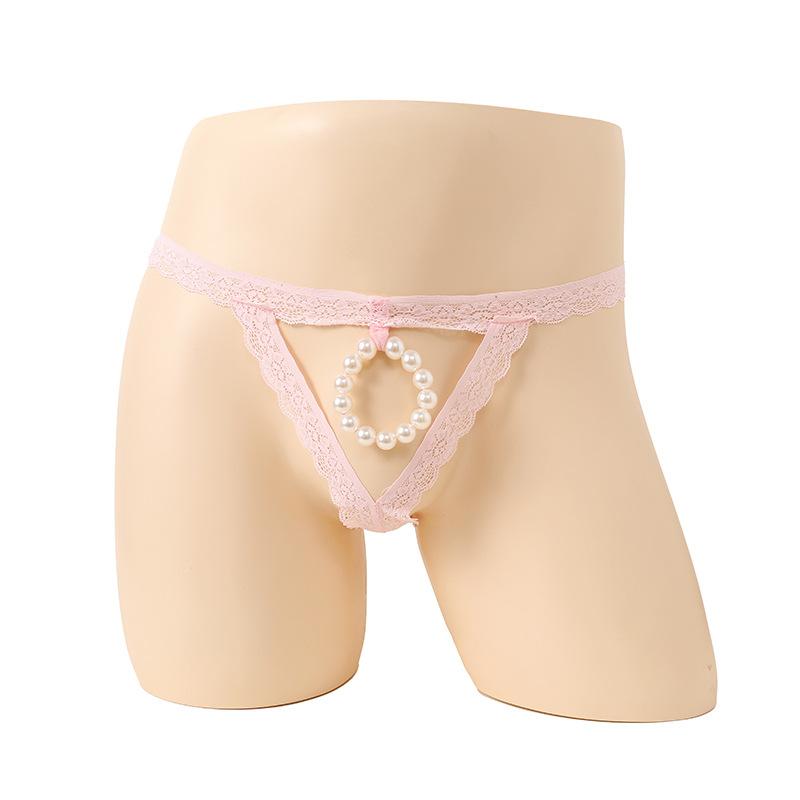 Men's Stretch Panties Pearl Hollow Lace Triangle Sex Underwear Men's Sex Panties