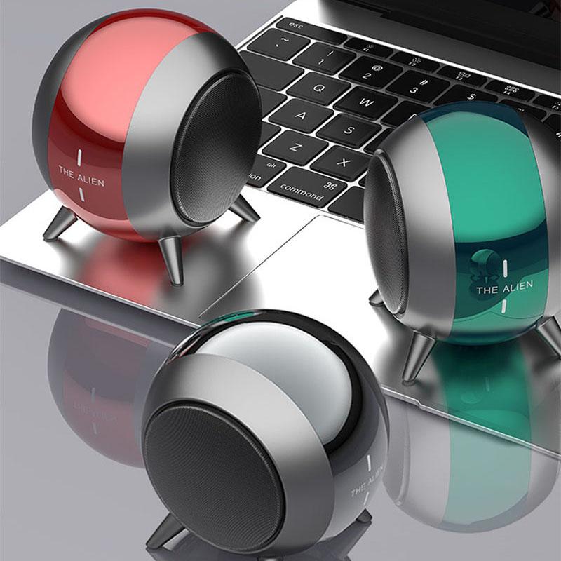 Alien Metal Bluetooth Wireless Speaker TWS Subwoofer Stereo Sound Box TF Card Upgrade Mini Portable Loudspeaker Gift