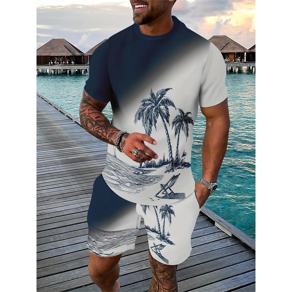 Men's Set Relaxed Fit Short Sleeve Shorts Set Men's Sportswear  Casual Wear Summer Casual Suit