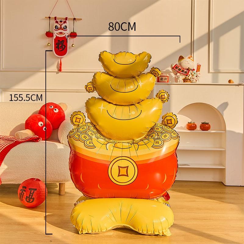 2026 Chinese New Year Decoration God of Wealth Balloon Lunar Year Aluminum Film Standing Balloons Spring Festival Balloon Decor