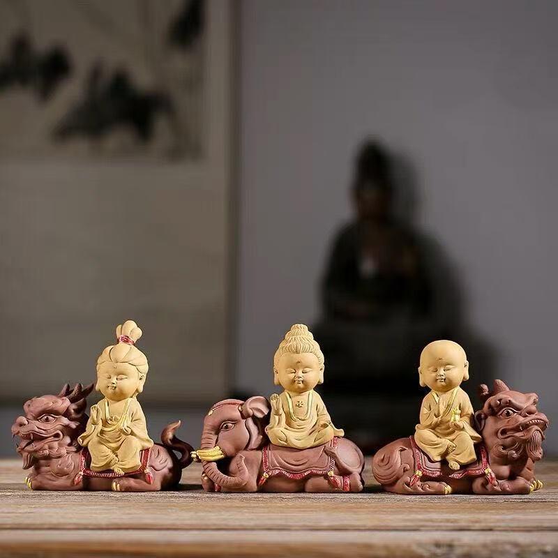 Keramik Buddha Sakyamuni Guanyin Ksitigarbha Statue Handbemalt Keramik Buddha Statue Feng Shui Reichtum & Frieden Heimdekor