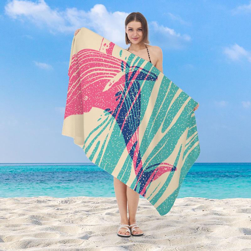 Anchor Striped Nautical Beach Towel Microfiber Quick Dry Absorbent Lightweight Navy Blue Print Towel for Beach Pool Vacation