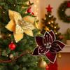 Fake Flower 26cm Christmas Flower Simulation Plastic Artificial Flower Glitter Colorful Xmas Tree Pendants Xmas Ornaments