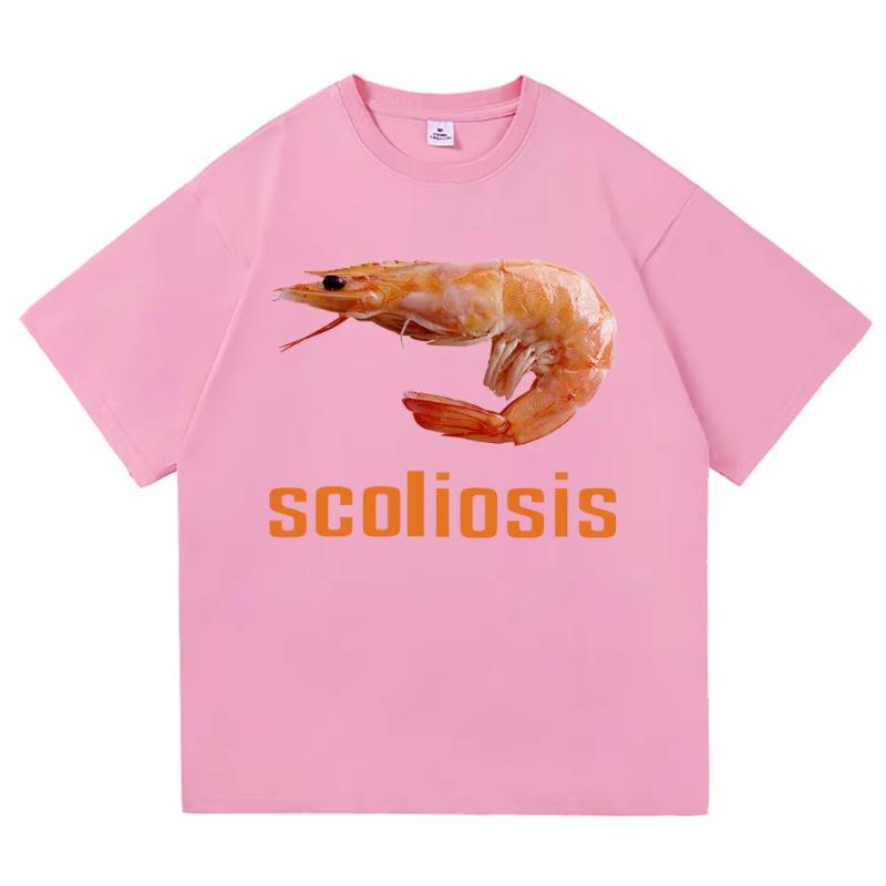 Scoliosis Funny Shrimp Meme T Shirt Fashion Women Aesthetic Graphic T-Shirt Unisex Streetwear Cool Retro Cotton Shirts