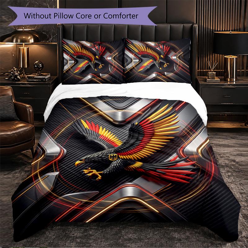 Germany Football Pattern 3 Pieces Bedding Set Soft Microfiber Duvet Cover with Pillow Cases for Bedroom