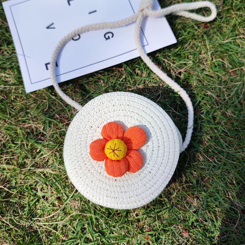 Handwoven Straw Bag Naked Bag Children's Flower Child Straw Bag Messenger Bag Cloud Bag Fashionable and Versatile