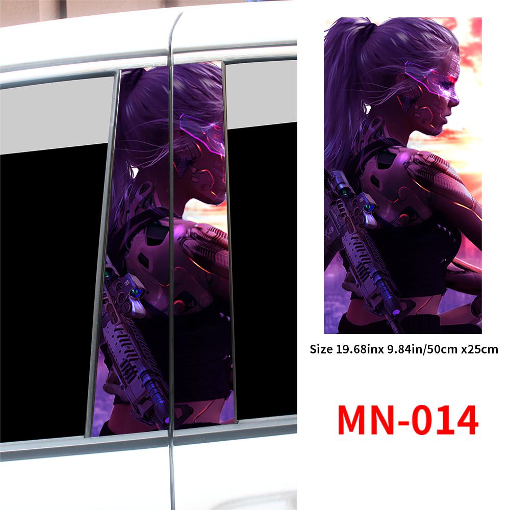 Cyberpunk Beauty Car Stickers Car B-pillar Vinyl Decals Waterproof Auto Center Pillar Sticker Cover Scratches Vehicle Decor