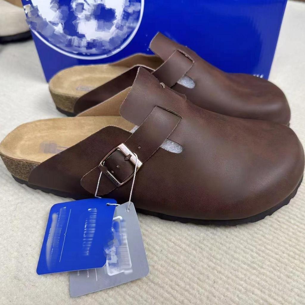 Men’s BK Genuine Leather Retro Toe Semi-Slippers - New, Versatile, and Comfortable Birkenstock Shoes