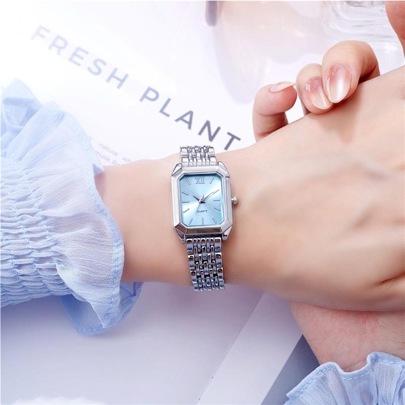 New Light Luxury Steel Band Fashion Simple Square Quartz Wristwatch for Women