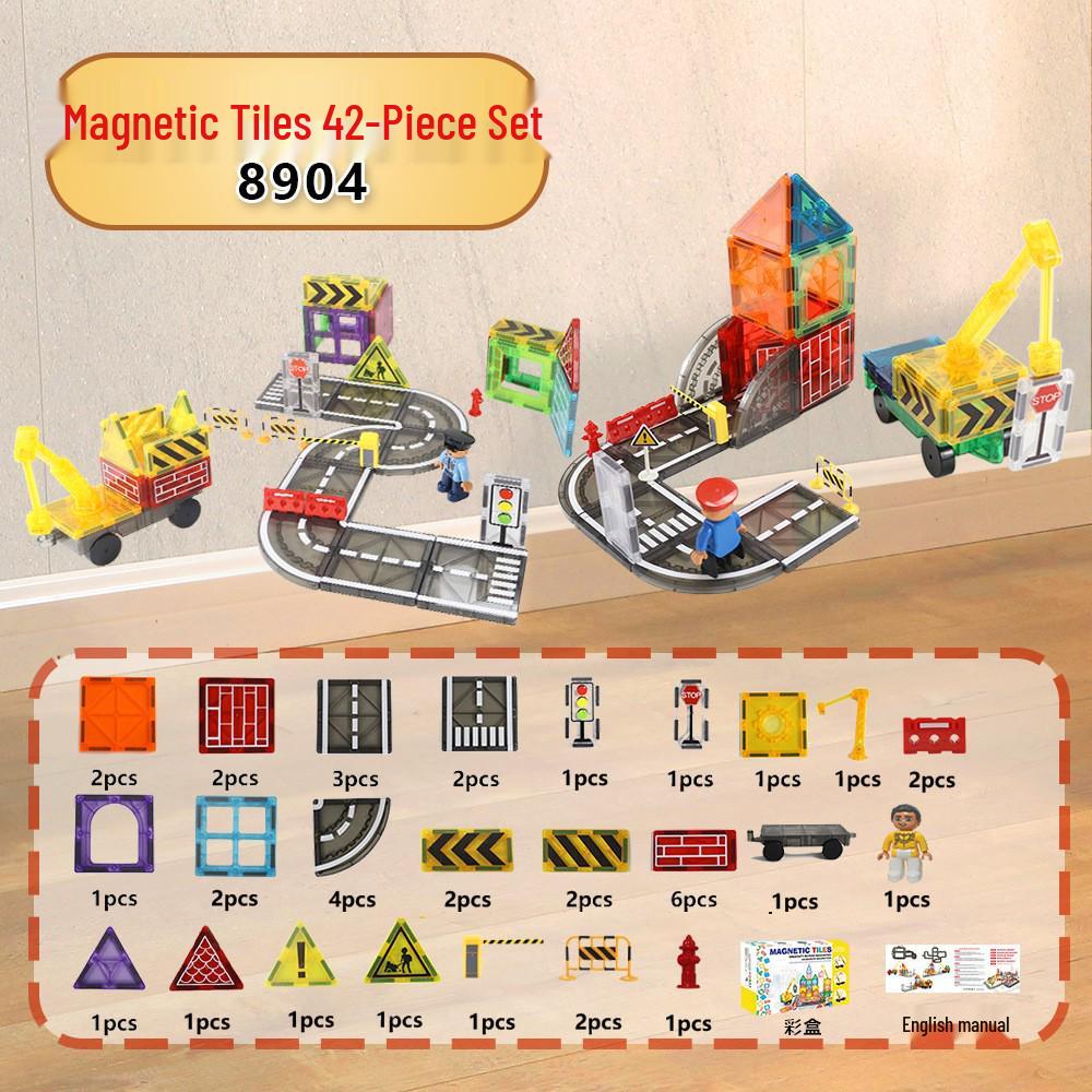 2025 Stained Glass Magnetic Tile Track & Ball Slide Building Set for Kids