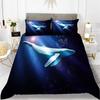 Whales King Queen Duvet Cover Ocean Animal Bedding Set Seaweed Starfish Marine Life Quilt Cover Blue Polyester Comforter Cover