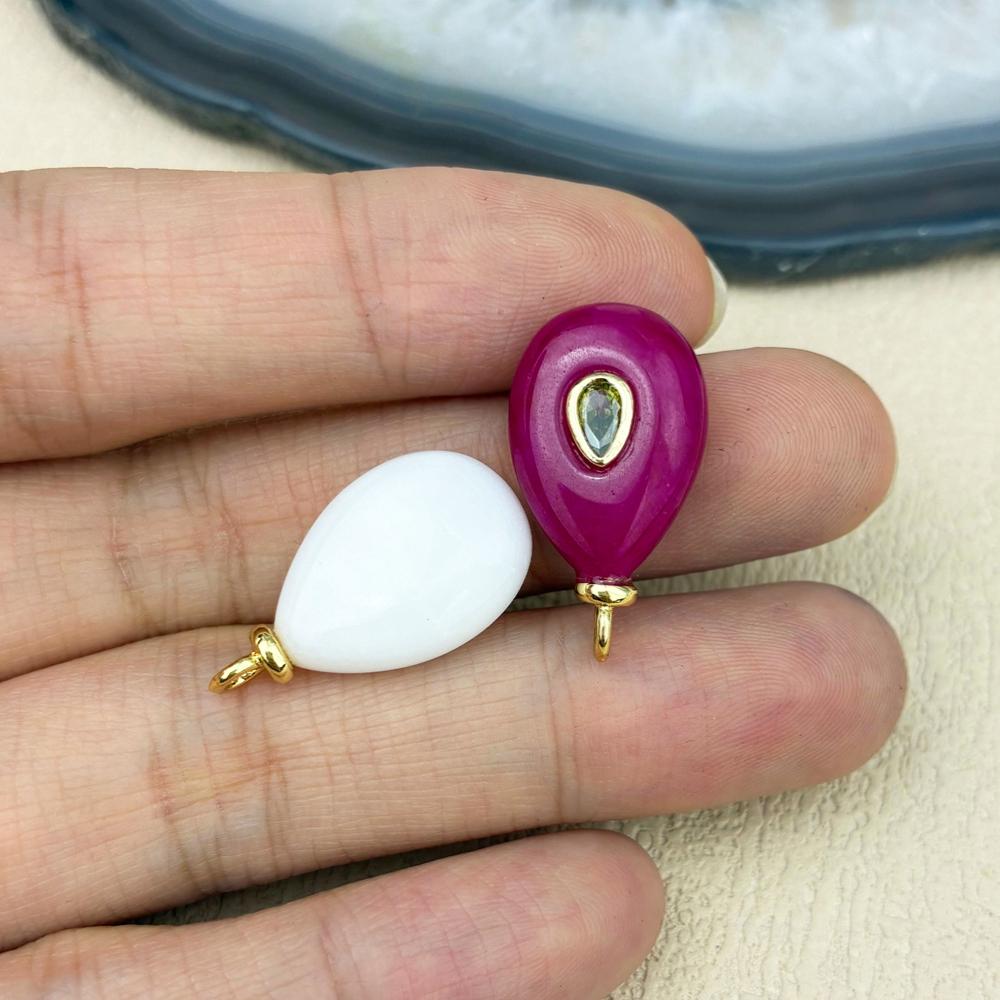 Vintage Water Droplet Natural Stone Inlaid Zircon Pendant Teardrop Opal Red Quartz Charm for Men and Women's Jewelry