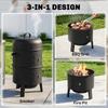3-in-1 Vertical Charcoal Smoker with 2 Grill Grates, Built-in Thermometer, Adjustable Vent, 2 Doors