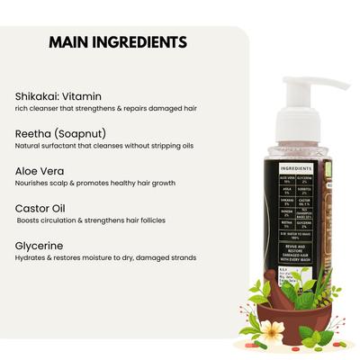 GTA Naturals Hair Damage Repair Shampoo, Ayurvedic Formula with Bhringraj, Neem and Amla, 100 Ml