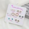 Korean Style Rhinestone Stud Earrings Set: 7 Pairs of Geometric and Heart Shapes for Women