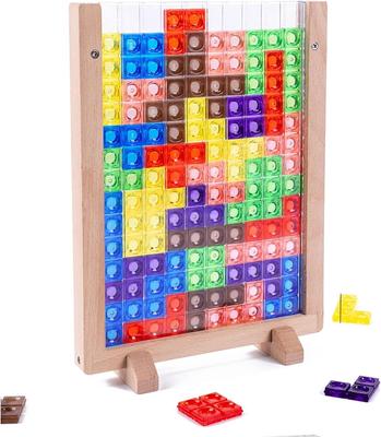 Tetris Montessori Educational Tetris Building Wooden Labyrinth Brain Time Educational Intelligence 3D Ages 7 and Up 3D Toy, Blocks, Puzzle, Ball,