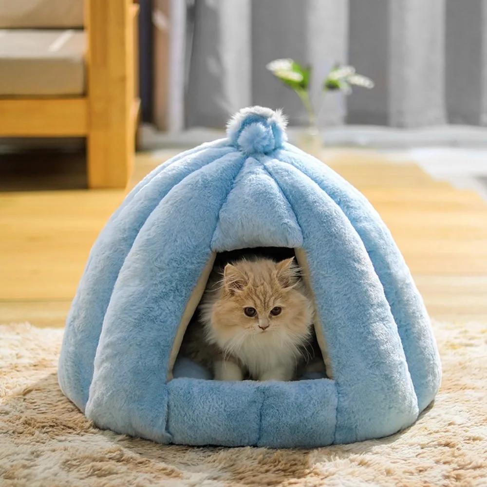 Deep Sleep Pumpkin Kennel Semi-closed Cats Kennel Rabbit Fur Autumn and Winter Nest Pad Pet Kennel Small and Medium-sized Dogs