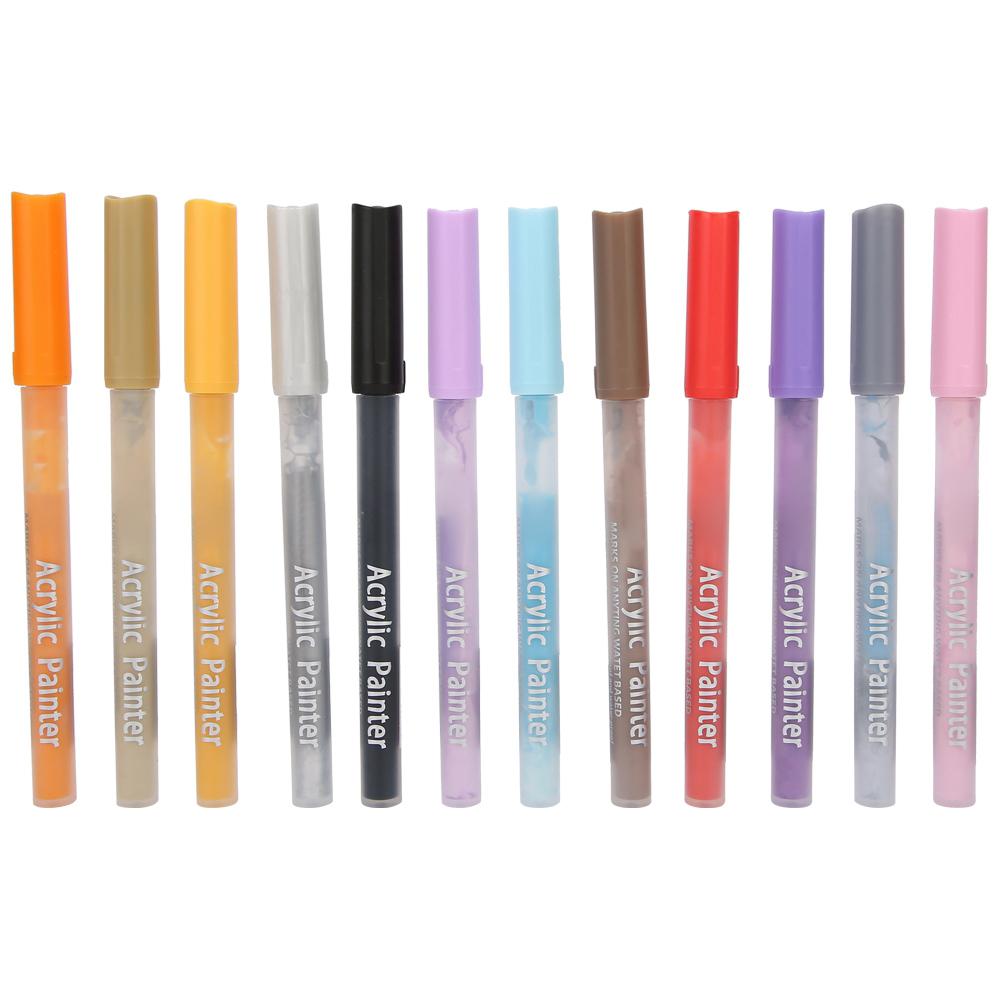 Coloured Acrylic Marker Pen Kit Non Toxic Water Based Painting Drawing Tool(12 Colors )