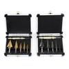 5pc Black & Gold Step Drill Bit Set with Imperial Size Triangle Shank In Aluminum Box