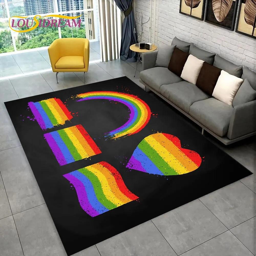 Illusion Regnbue Kromatisk Farge Områdeteppe, Teppe for Hjem Stue Soverom Sofa Dørmatte Dekor, barn Sklisikker Gulvmatte 3D