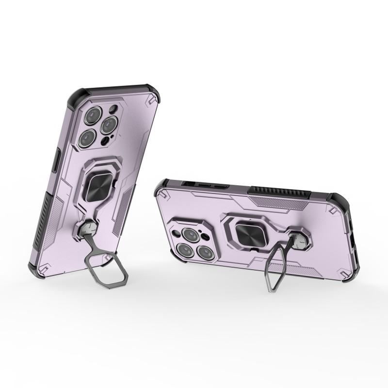 For iPhone 15 Pro Phone Case WANLONFENG PC TPU Back Cover Kickstand with Tempered Glass