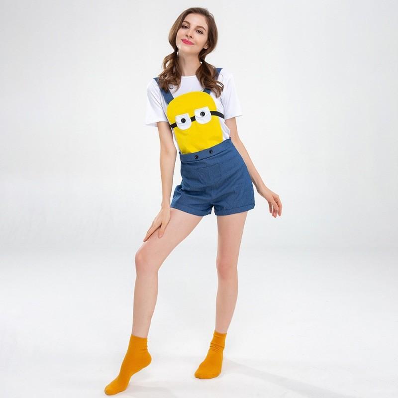 Adorable Minions Costume Set For Halloween Party Featuring Cute Cartoon Design For Women