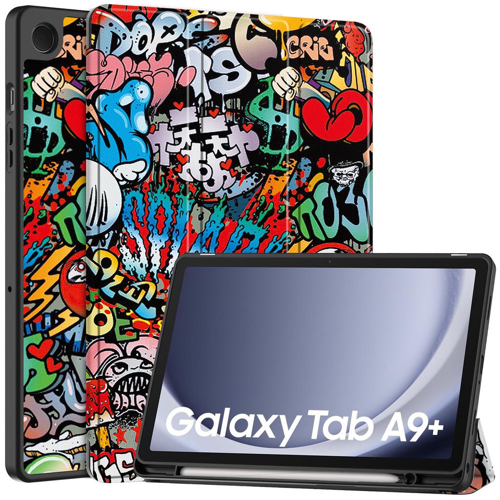 Tri-Fold Painted Case for Samsung Galaxy Tab A9 8.7" Plus 11" SM-X110 X115 X117 X210 X216 X218 Smart Stand Cover with Atuo Sleep