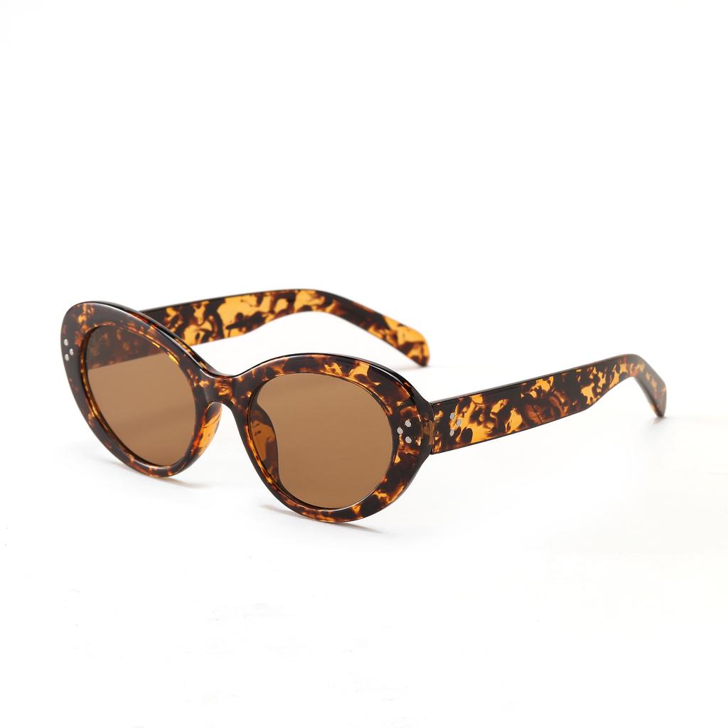 Glasses 2252 Large Frame Face Covering Oval Hawksbill Frame Multi-Color Sunglasses Women, Rivet Sunglasses Men