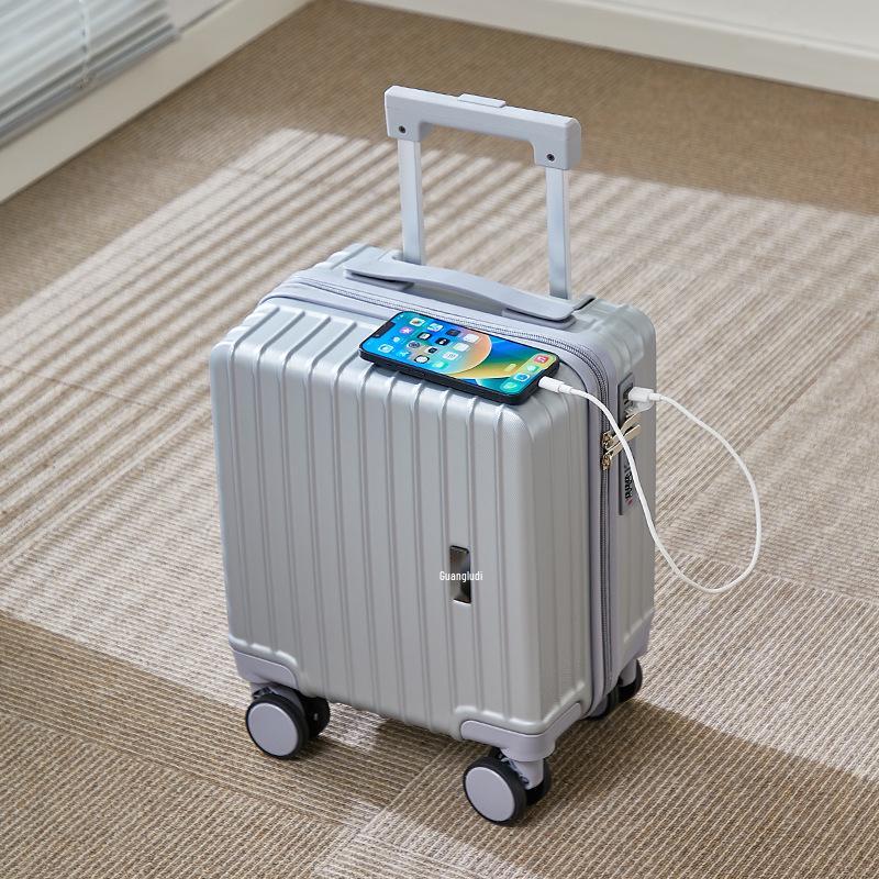 14" Silent Wheel Carry-On Luggage with USB Charger & Cup Holder