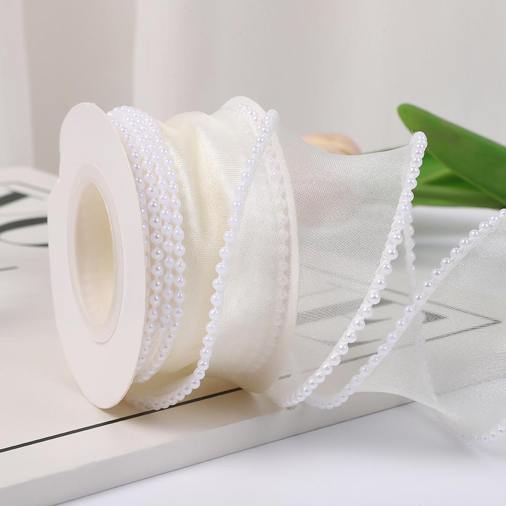 4cm Pearl Fishtail Silk Ribbon for Bouquet & Cake Decoration