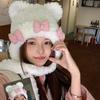 Cute Bear Ears Bow Plush Hat Female Autumn and Winter Sweet Girl Thickened Warm Ear Protector Lei Feng Hat