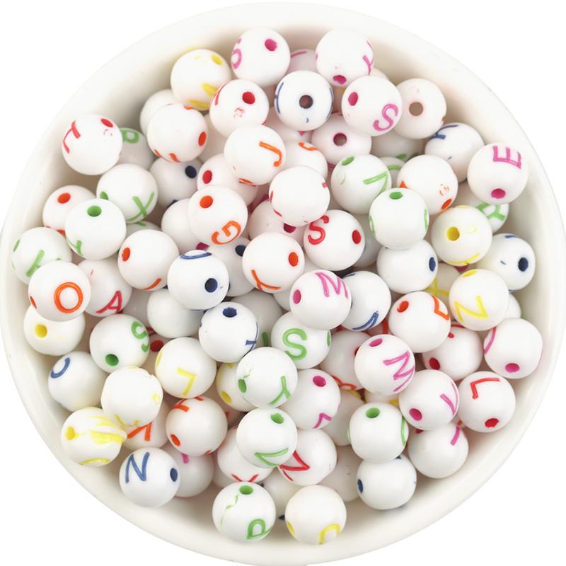 100pcs/Lot Mixed Round Flat Acrylic Letter Beads Alphabet Digital Cube Loose Spacer Beads For Jewelry Making Diy Bracelet