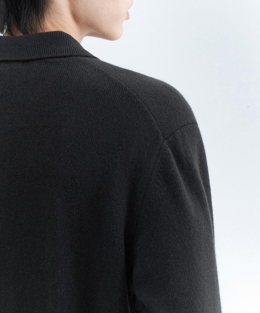 MUSINSA STANDARD [Victoria Wool] Minimal Collared Knit [Dark Gray]
