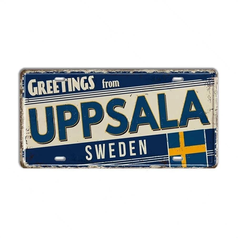 Finland Denmark Norway SWEDEN Aluminum Plate Landmark Metal Sign City State Decorative Car Plate Garage Club Bar Cafe Wall Decor