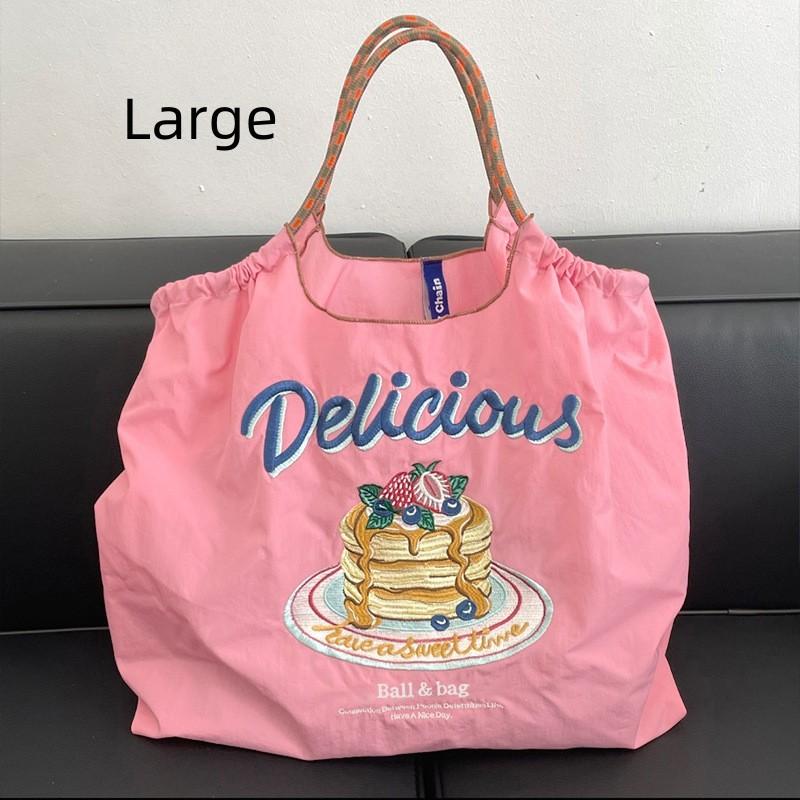 Japanese Embroidered Shopping Bag Handbag Oxford Bag Embroidered Nylon Waterproof Shopping Bag Portable Shoulder Cross-Span Bag
