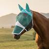 Maschera per cavallo con protezione per le orecchie, chiusura regolabile a strappo, copertura protettiva in rete per il viso per la prevenzione di insetti e mosche, attrezzatura equestre