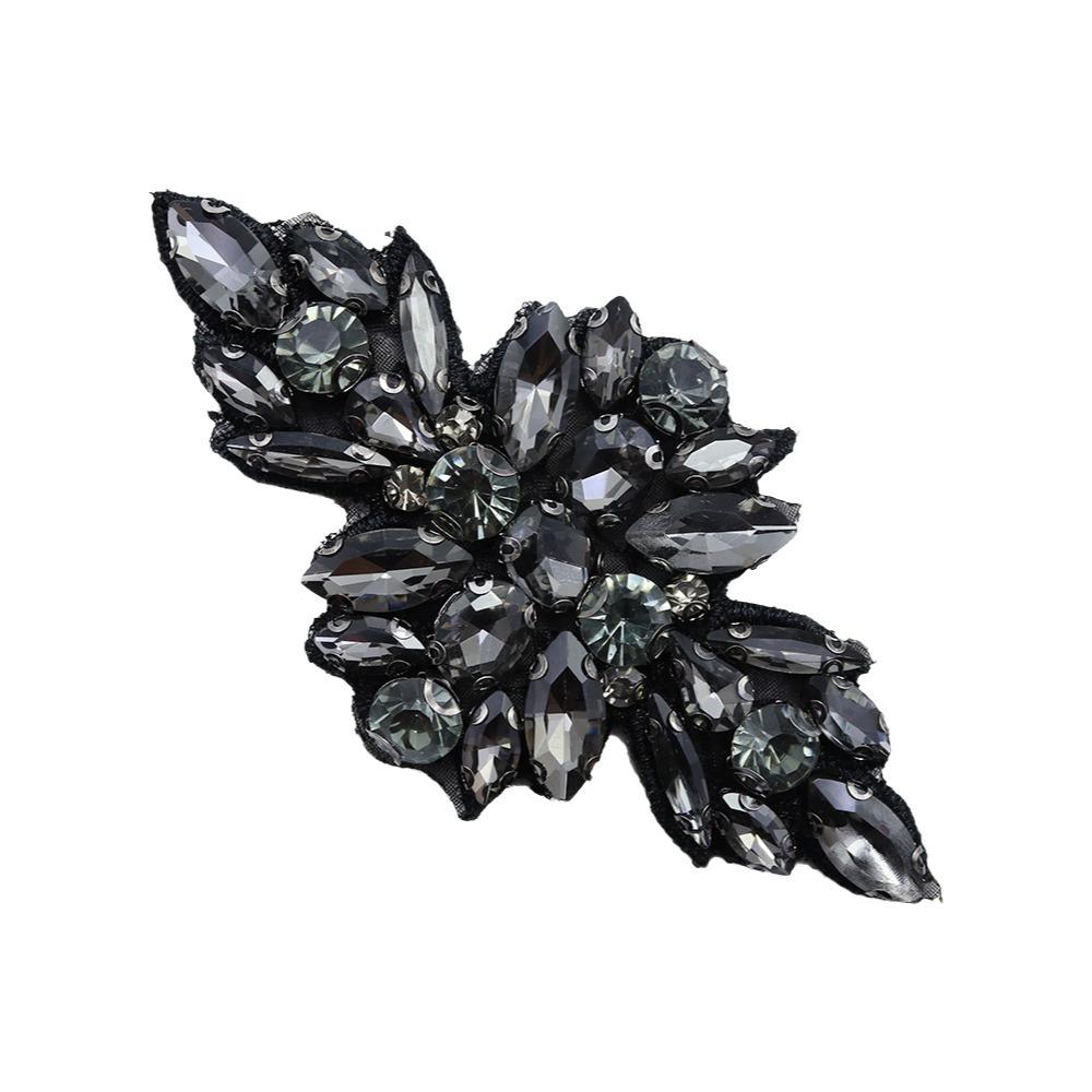 Glitter Rhinestone Applique Sequined Iron On Applique Elegant Flower Patch Wedding Dress