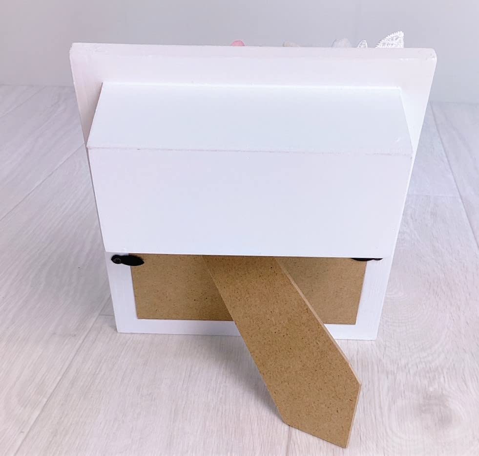 Takaoka Hanakin Preserved Flowers in a Clear Gift Box, Wooden Photo Frame, Luxurious Preserved Flowers, Dimensions: 19cm x 16cm x 15cm (White & Pink)