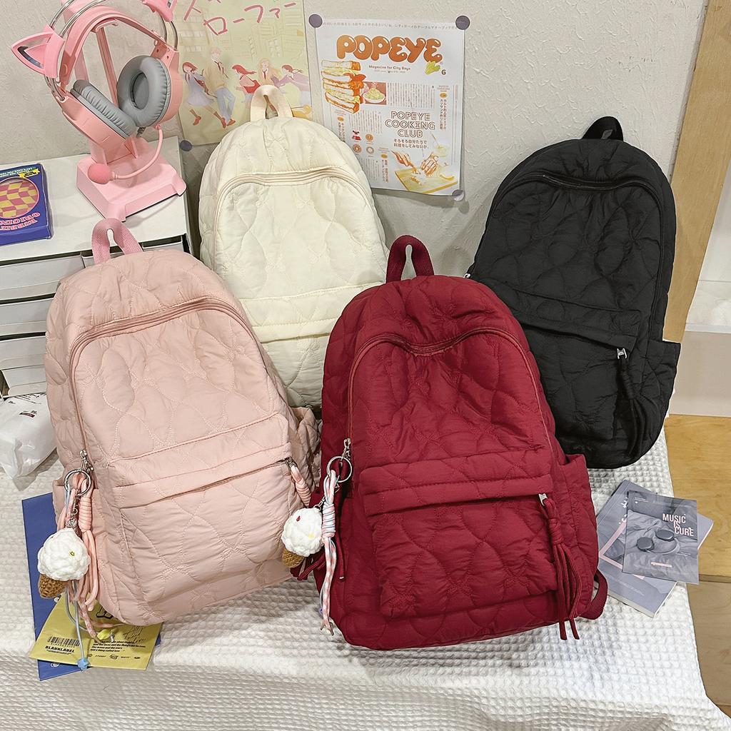 Schoolbag autumn and winter cotton clothes backpack 1011 new embroidered thread cotton-filled women's backpack fashion commuter leisure small backpack