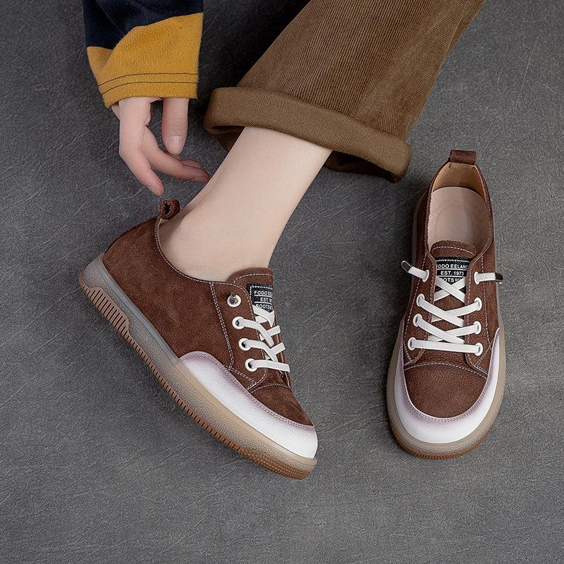 Fashion GKTINOO Women Casual Shoes Fashion Breathable Genuine Leather Shoes Sneakers Lace Up Women Flat Shoes Female Footwear