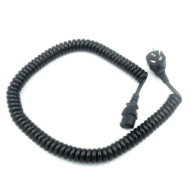 PU Spiral Spring Cable Reel with Universal Standard Power Plug Connections