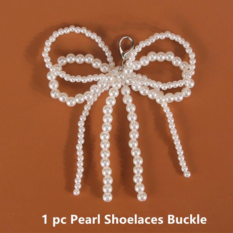 Fashion Pearl Shoe Flower DIY Oblique Round Shoelaces Shoe Decoration Accessories for Sneakers Casual White Shoe German Trainers