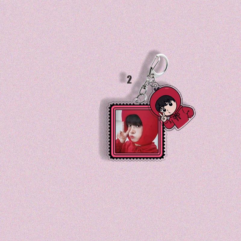 ENHYPEN Funny Fruit Headgear Photo & Cartoon Keychain, Stamp-Style Acrylic Bag Charm with Member Selfie, Engene Fans Collectible Kpop Accessory
