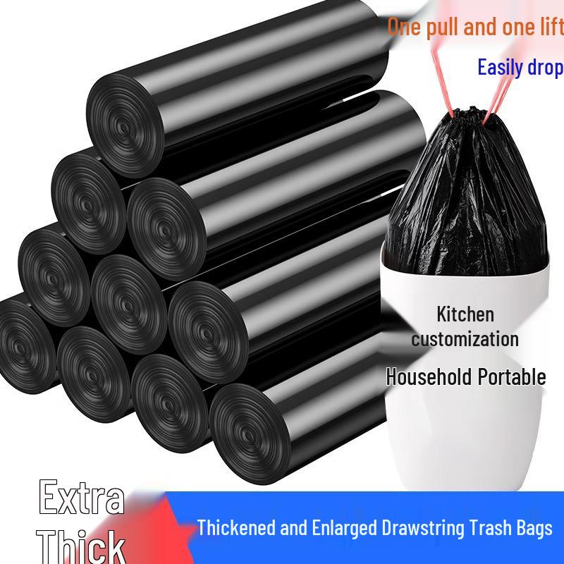 Thickened Large Drawstring Trash Bags for Kitchen, Bathroom, and Office Use
